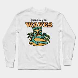 Tiki Man Tiki God Surfer Surf Surfing Waves Hawaii Hawaiian Long Sleeve T-Shirt